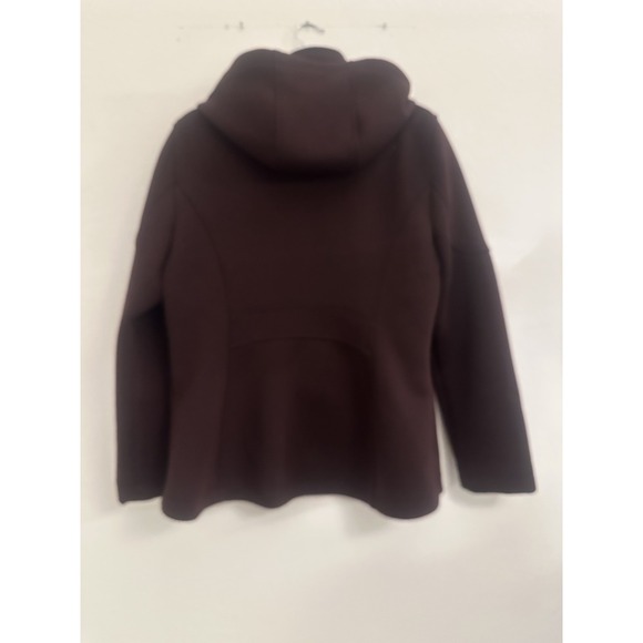 ANDREW MARC Womens M Jacket Detach Hood Full‎ Zip Burgundy Soft Shell Coat XL - Picture 2 of 9